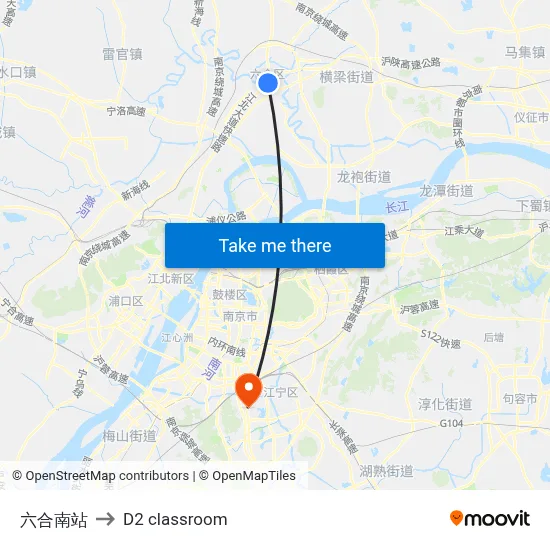 Liuhe South Station to D2 classroom map