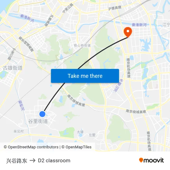 Xinggu Road East to D2 classroom map