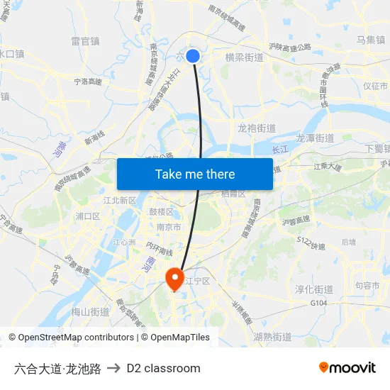 Liuhe Avenue & Longchi Road to D2 classroom map