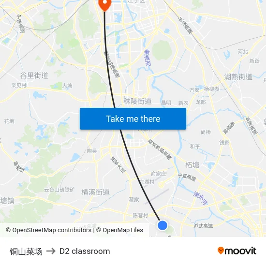 Tongshan Market to D2 classroom map