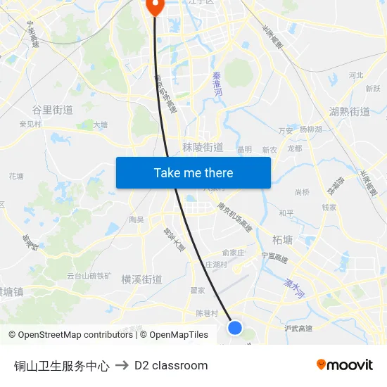 Tongshan Health Service Center to D2 classroom map