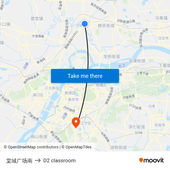 Tangcheng Square South to D2 classroom map