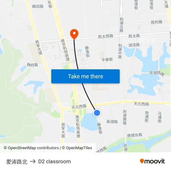 Aitao Road North to D2 classroom map