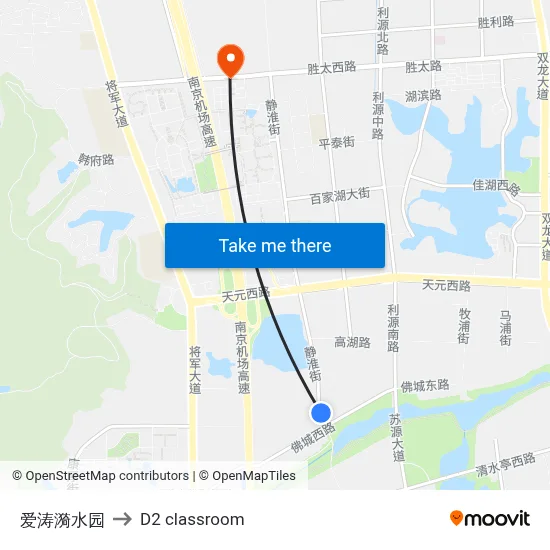 Aitao Yishui Garden to D2 classroom map