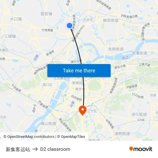 Xinji Bus Station to D2 classroom map