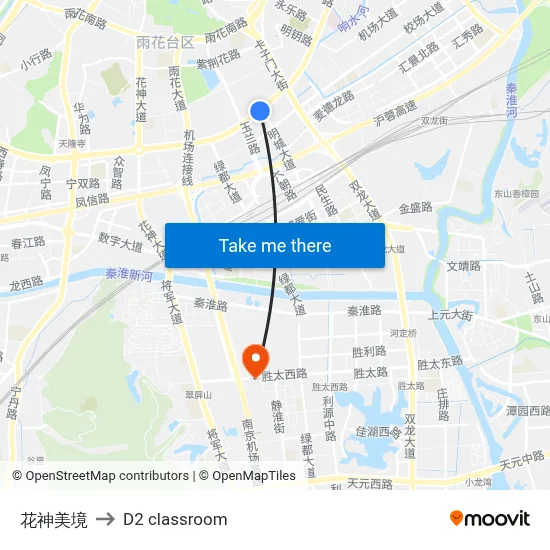 Huashen Beauty Garden to D2 classroom map