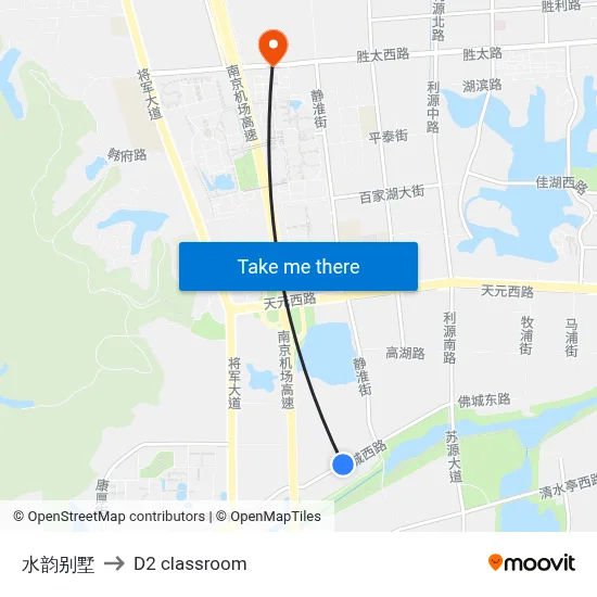 Shuiyun Villa to D2 classroom map