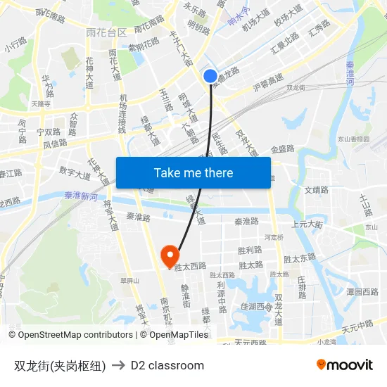 Shuanglong Street (Jiagang Hub) to D2 classroom map