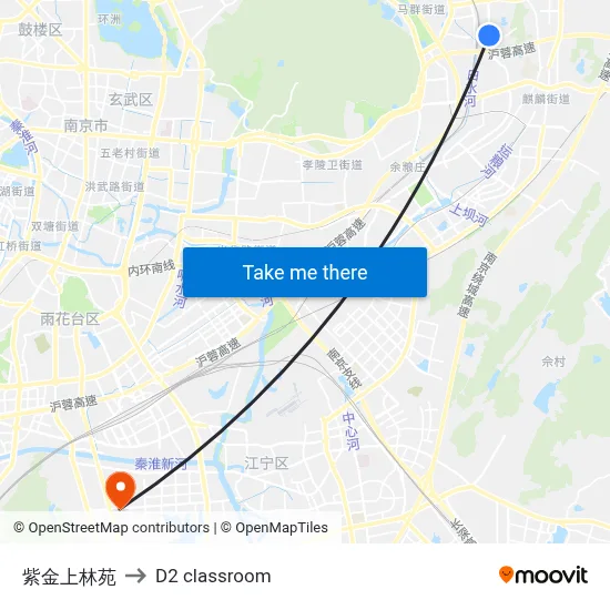 Zijin Shanglin Court to D2 classroom map