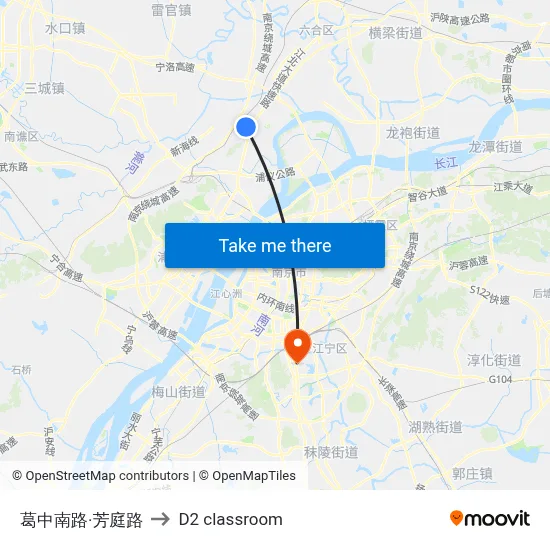 Gezhong South Road-Fangting Road to D2 classroom map