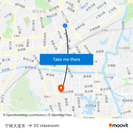 East Ningnan Avenue to D2 classroom map