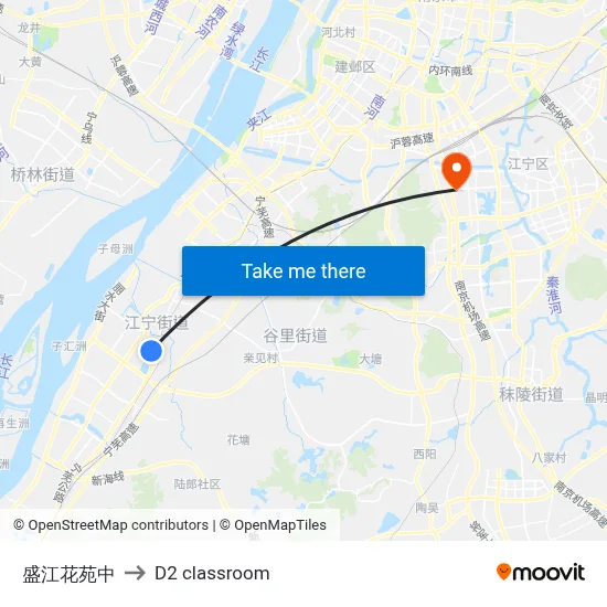 Shengjiang Garden Center to D2 classroom map