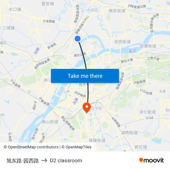 Xudong Road - Yuan West Road to D2 classroom map