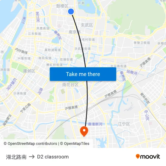 Hubei Road South to D2 classroom map