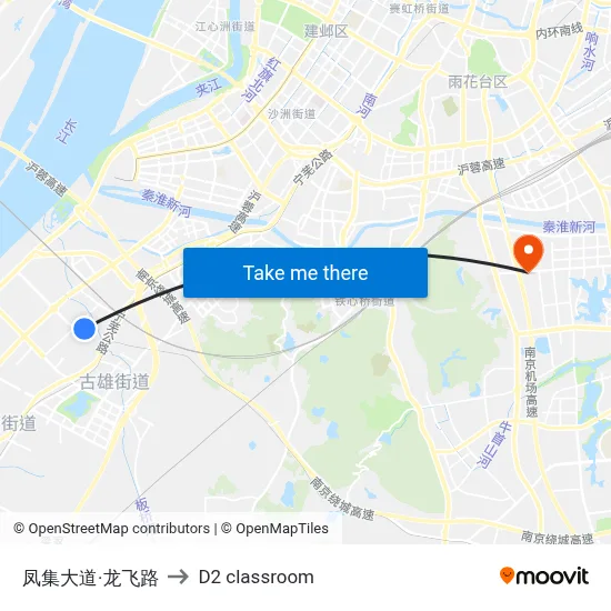 Fengji Avenue·Longfei Road to D2 classroom map