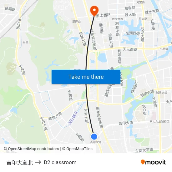 Ji'yin Avenue North to D2 classroom map