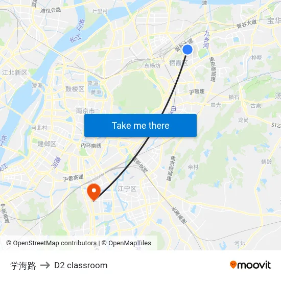 Xuehai Road to D2 classroom map