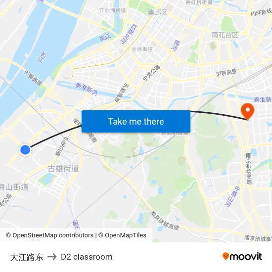 Dajiang Road East to D2 classroom map