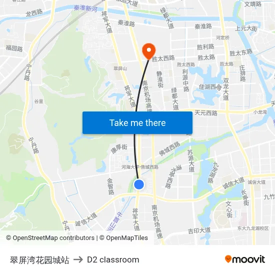 Cuiping Bay Garden City Station to D2 classroom map