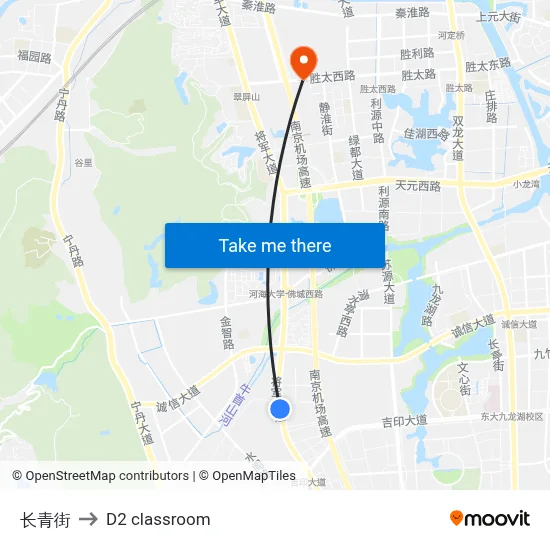 Changqing Street to D2 classroom map