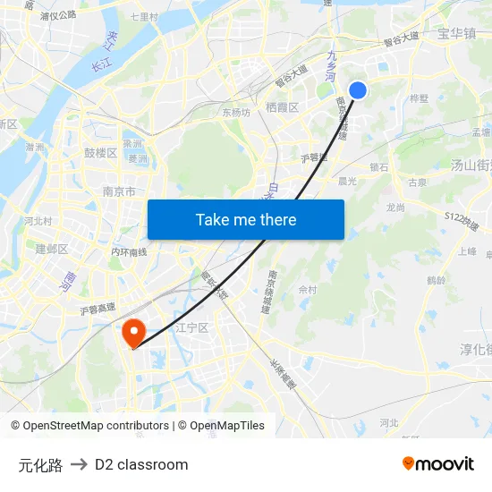 Yuanhua Road to D2 classroom map
