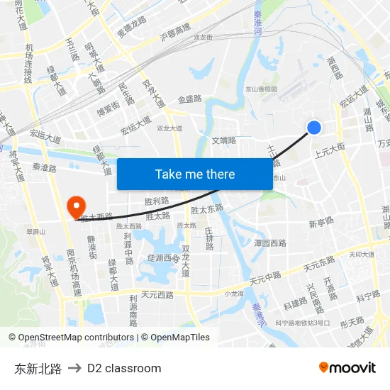 East Xin North Road to D2 classroom map