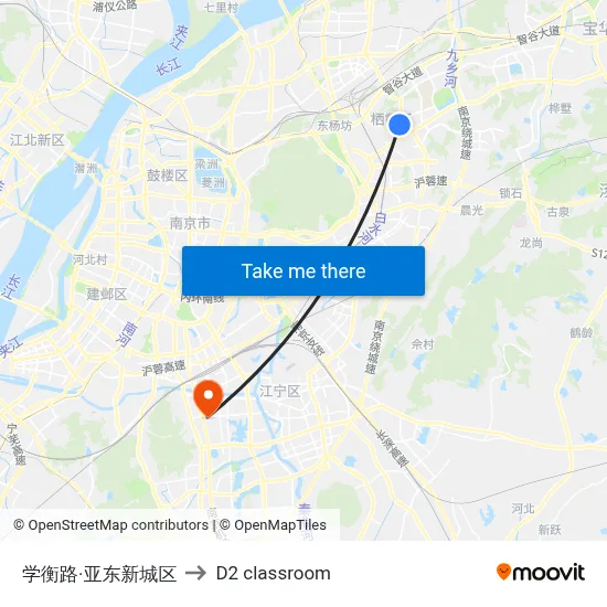 Xueheng Road·Yadong New District to D2 classroom map