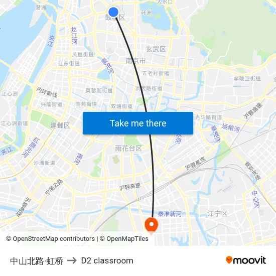 Zhongshan North Road-Hongqiao to D2 classroom map