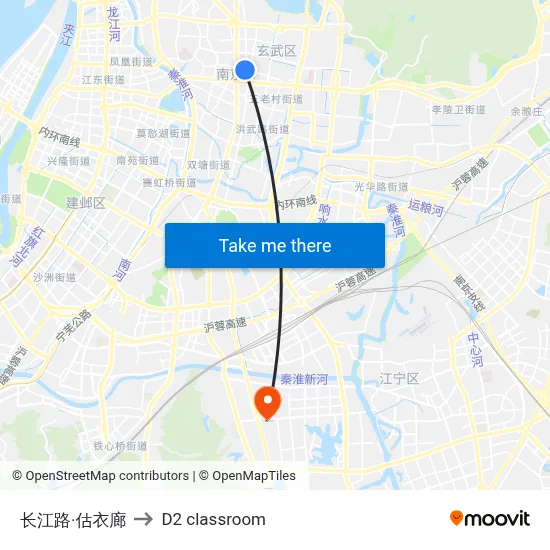 Changjiang Road - Guyilang to D2 classroom map