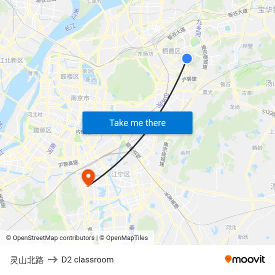 Lingshan North Road to D2 classroom map