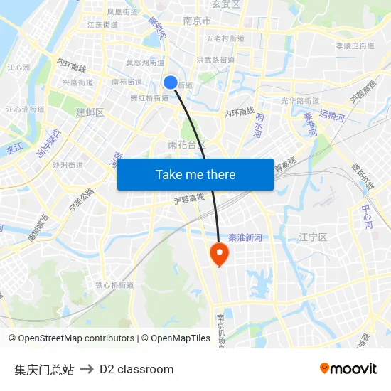 Jiqingmen Terminal to D2 classroom map