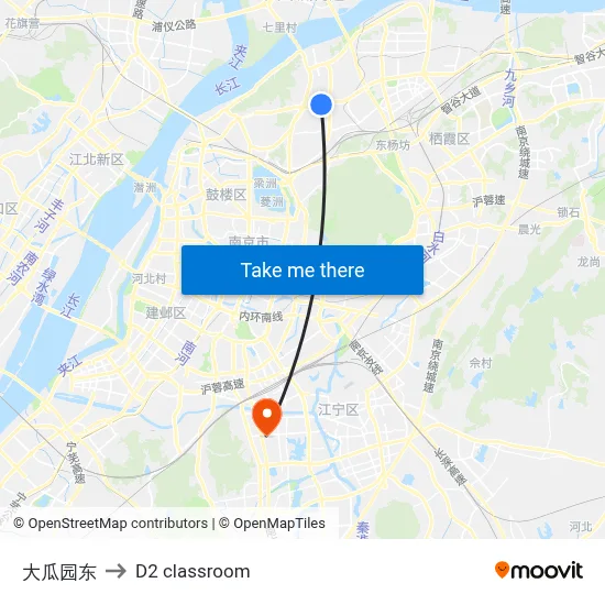 East Daguayuan to D2 classroom map