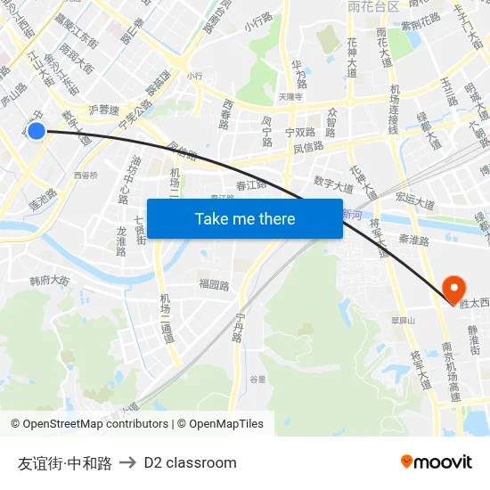 Youyi Street & Zhonghe Road to D2 classroom map