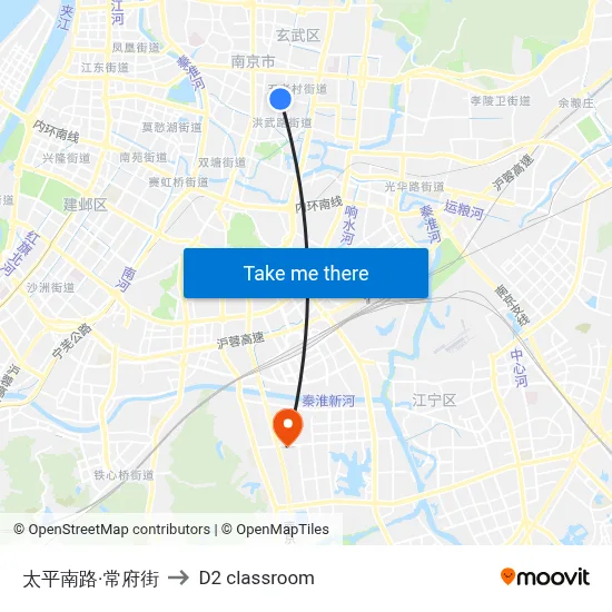 Taiping South Road and Changfu Street to D2 classroom map