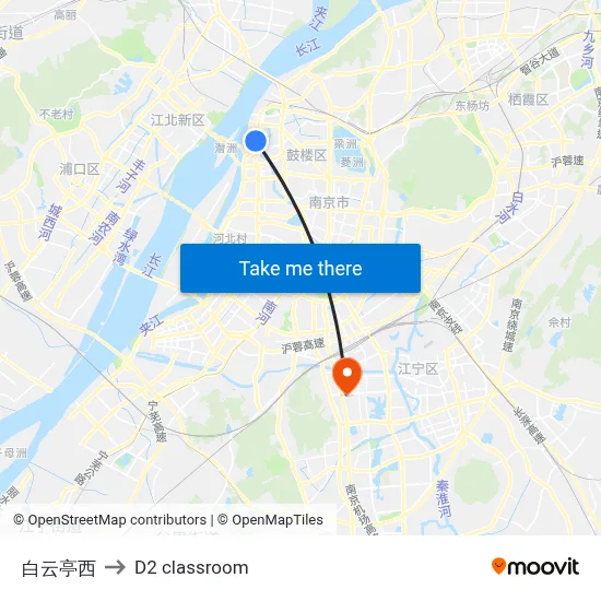 Baiyun Pavilion West to D2 classroom map
