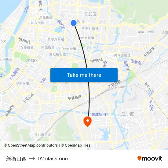 Xinjiekou West to D2 classroom map