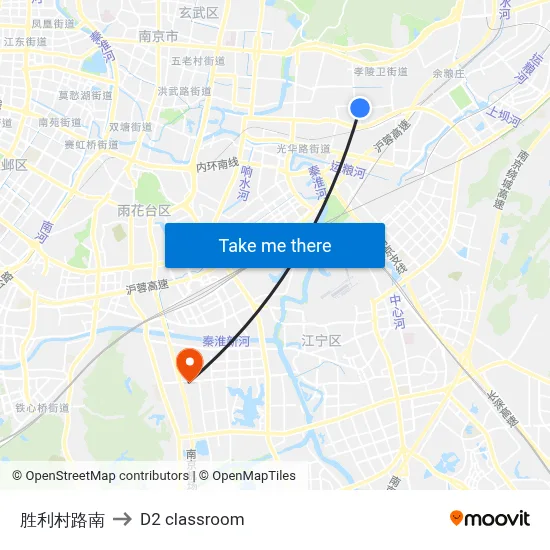 South Shenglicun Road to D2 classroom map