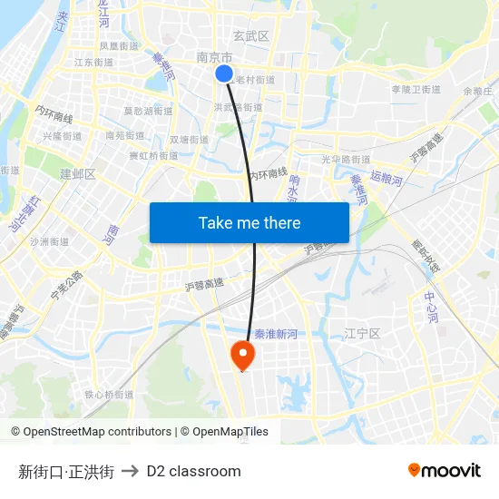 Xinjiekou & Zhenghong Street to D2 classroom map