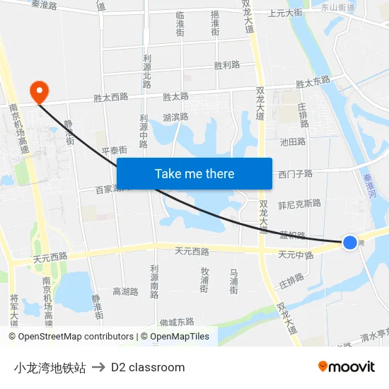 Xiaolongwan Metro Station to D2 classroom map