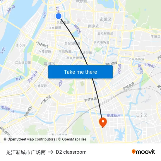 South Longjiang New City Plaza to D2 classroom map