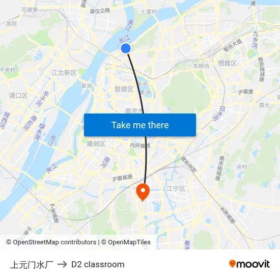 Shangyuanmen Water Plant to D2 classroom map