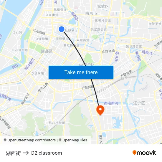 Huxi Street to D2 classroom map