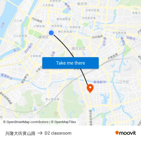 Xinglong Street Huangshan Road to D2 classroom map