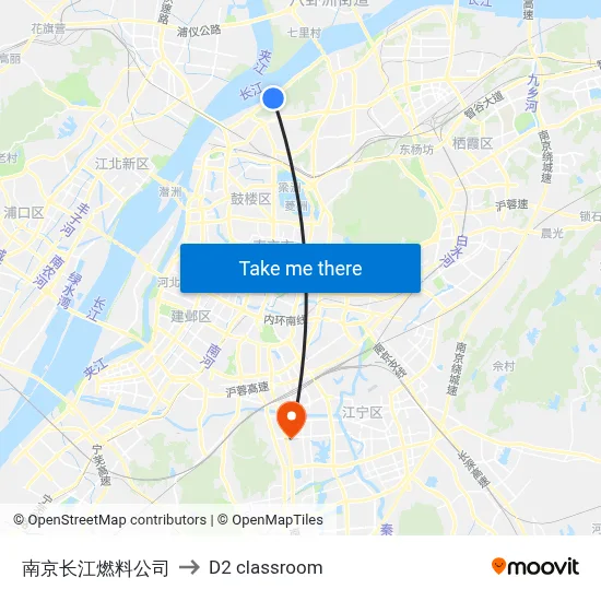 Nanjing Yangtze Fuel Company to D2 classroom map
