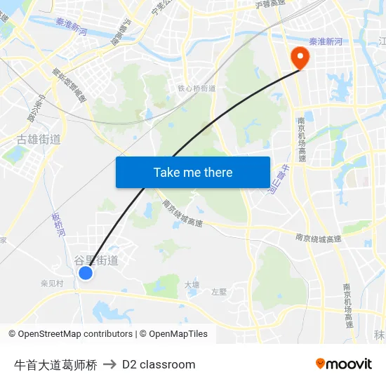 Niushou Avenue Geshi Bridge to D2 classroom map