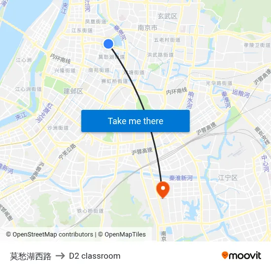 Mouchou Lake West Road to D2 classroom map