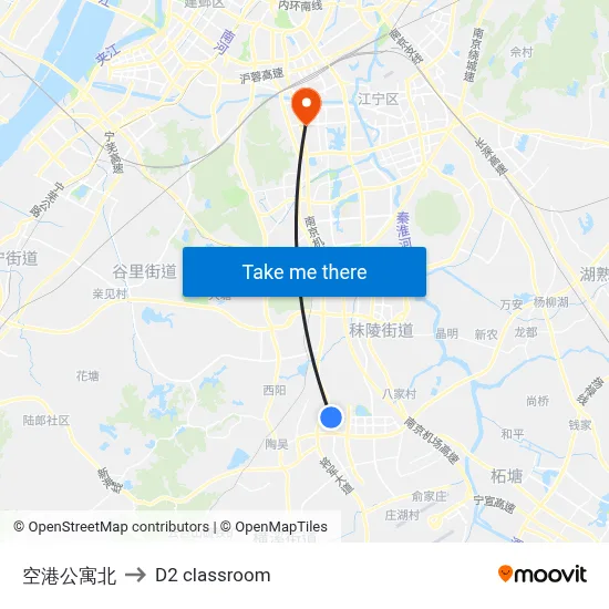Airport Apartments North to D2 classroom map