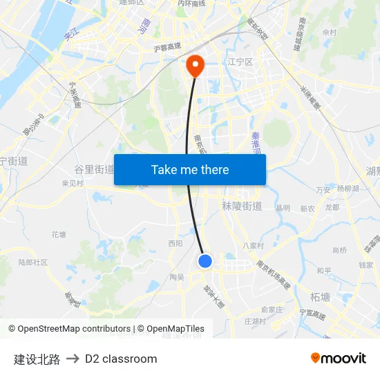 North Jianshe Road to D2 classroom map
