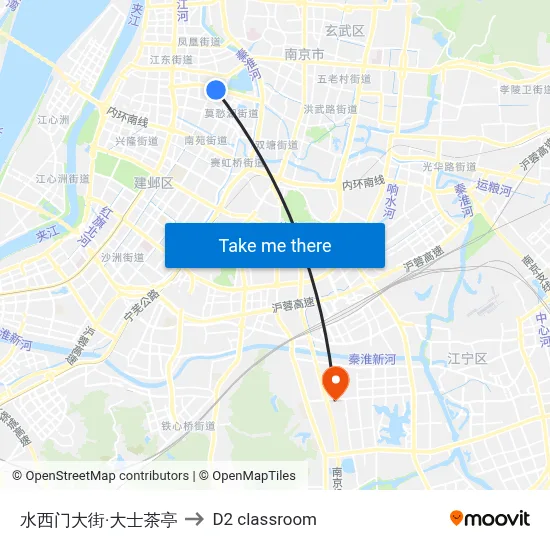 Shuiximen Street·Dashi Tea Pavilion to D2 classroom map