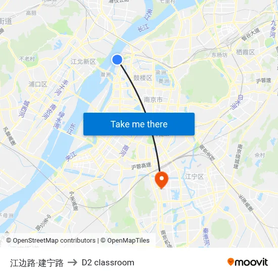 Riverside Road·Jianning Road to D2 classroom map